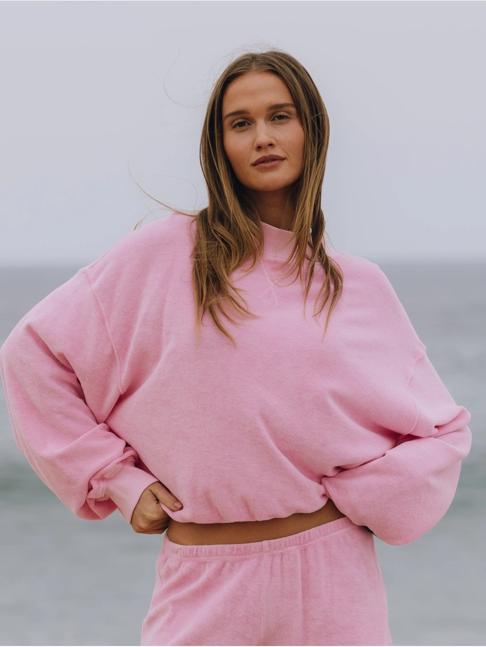 Daily Drills Pink Oversized Crewneck Sweatshirt